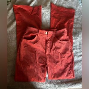 beautiful red corduroy flare pants